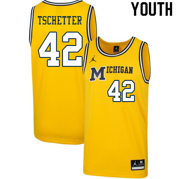 Youth #42 Will Tschetter Michigan Wolverines College Basketball Jerseys Sale-Throwback